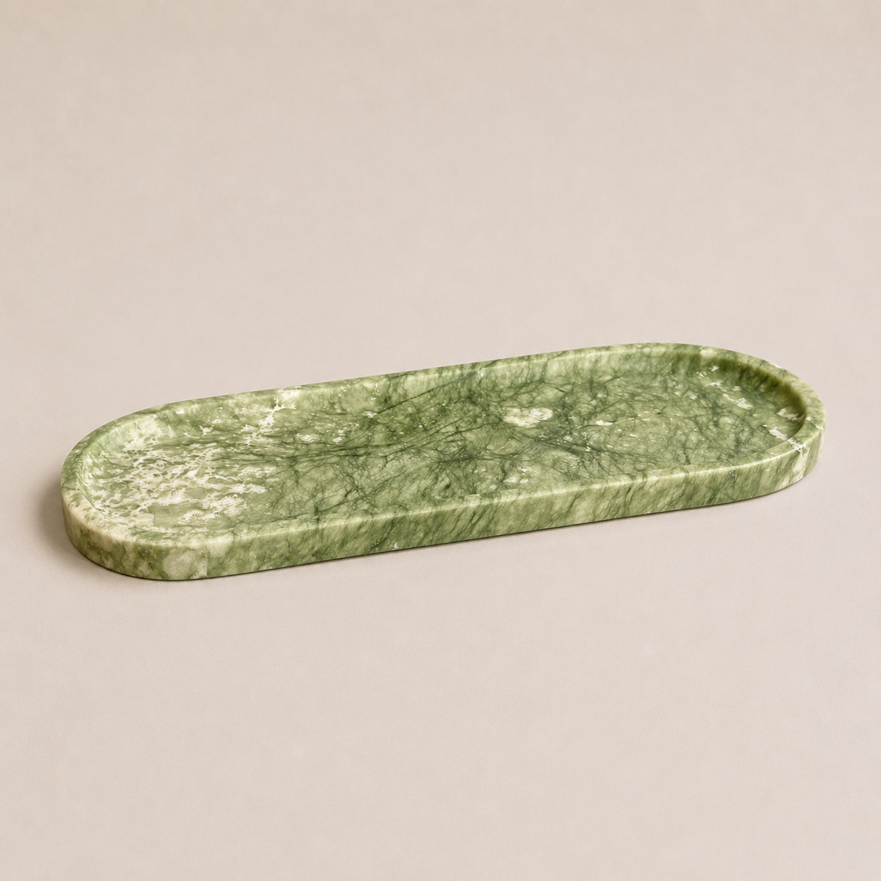 VEINORA Green Marble Tray Natural Stone Home Decor