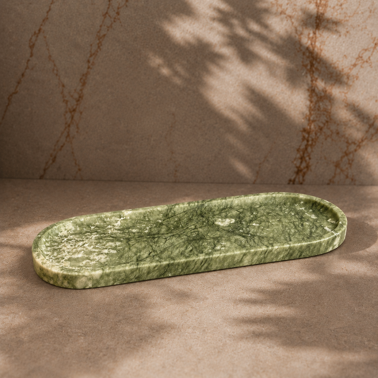 VEINORA Green Marble Tray Natural Stone Home Decor